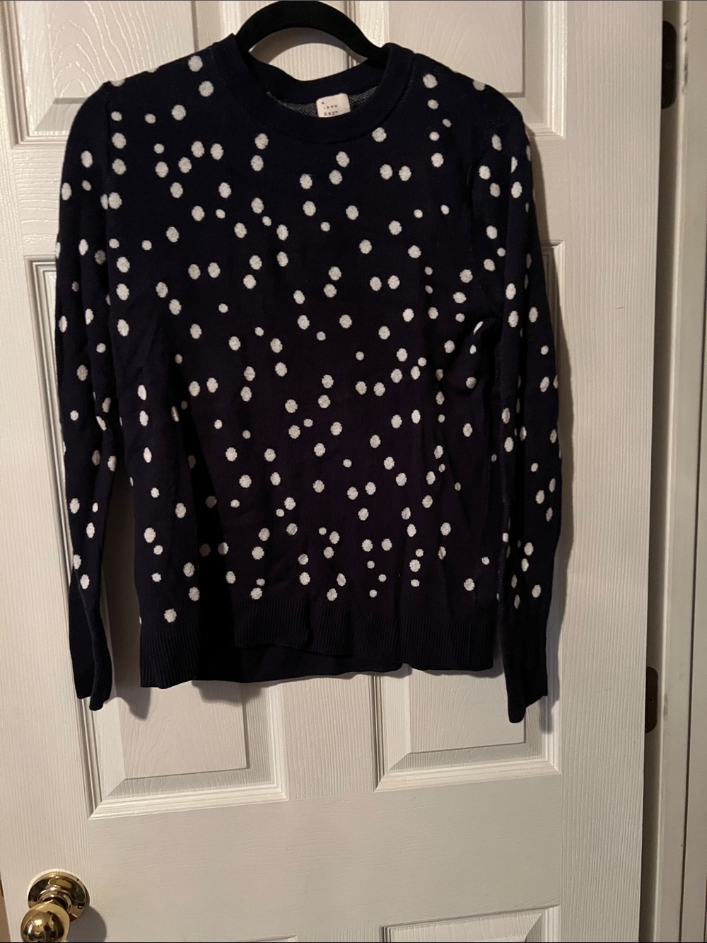 a new day Navy Crewneck Sweater with White Polka Dots